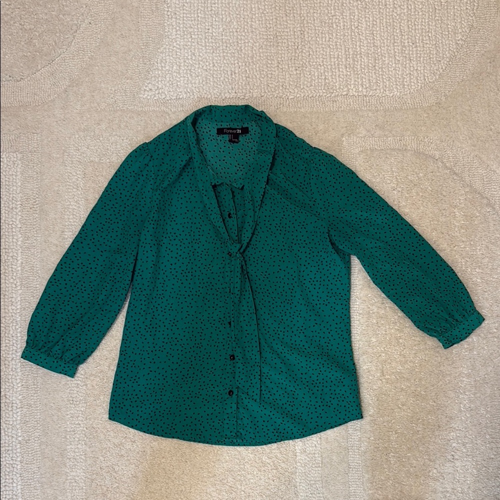 Green Polka Dot Women's Top
